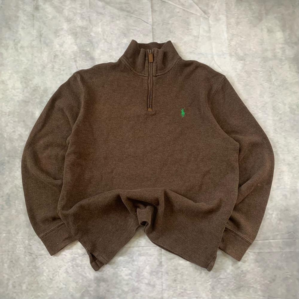 Polo Ralph Lauren brown quarter-zip sweatshirt with embroidered pony